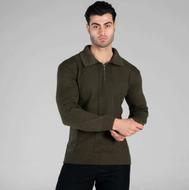 بافت مردانه یقه دار فری سایز مشکی طرح دار