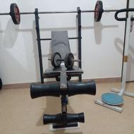 میز پرس میله هالتر 20کیلو وزنه دمبل دستگاه مسگری یکجا