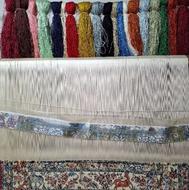 دار قالی ابریشم چله‌کشی‌شده شکارگاه + ابزار کامل