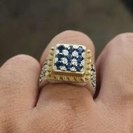 انگشتر نقره نگین یاقوت کبود کله برنجی