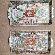 دو عدد سینی گل مرغی آنتیک