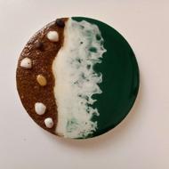 زیر لیوانی رزینی طرح دریای سبز