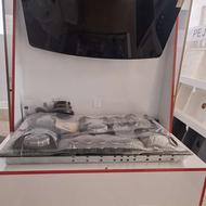 هود توکار و شومینه با اجاق گاز صفحه و سینک گرانیتی