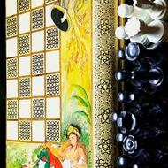 تخته نرد و شطرنج خاتم کاری(بزم لیلی و مجنون)