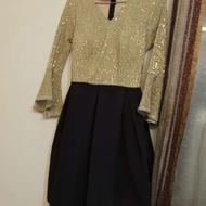  لباس مجلسی لمه طلایی، سالم و تمیز 