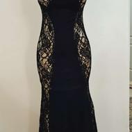 لباس مجلسی توردانتل خارجی دنباله دارجلوکارکرپ گاباردین