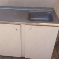 کابینت فلزی زیر ظرفشویی با سینک و کابینت آبچکان . 1 متری
