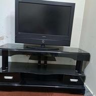 میز تلویزیون 3 طبقه تمام شیشه مشکی