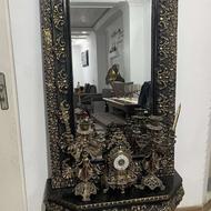 ست کامل کنسول، آینه و شمعدان و ساعت در حد نو