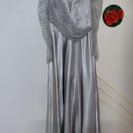 پیراهن بالاتنه پارچه کار شده و دامن پارچه ساتن