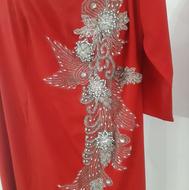 لباس مجلسی قرمز سنگ کاری شده