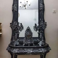 آینه کنسول شمعدان وساعت