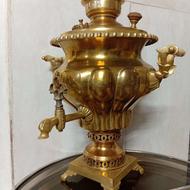 سماور زغالی برنجی مهردار قدیمی عتیقه سنگین وزن بکر بکر