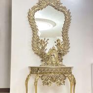 آینه و شمعدان ساعت طلایی برنجی