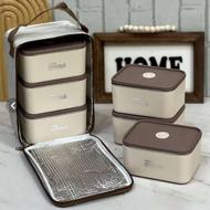 ست مربع چهار تکیه لانچ باکس سه تایی