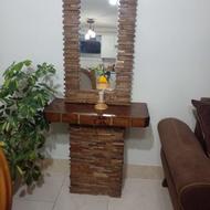 آینه و کنسول چوبی نو و سالم