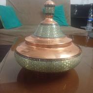 شکلات خوری خاتم‌کاری مسی بزرگ برند اقاجانی