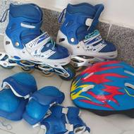 اسکیت پسرانهآبیسایز37تا40همراهوسایلجانبیچرخچراغ