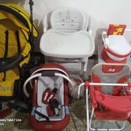 کالسکه ،صندلی ماسین نو،لگن نو ،صندلی غذا ،تاب اسب بادی