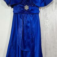 لباس مجلسی دخترانه آبی ساتن