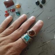 نگین عقیق و انگشتر فیروزه