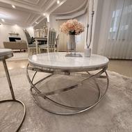 میز جلو مبلی و دو عدد عسلی پایه استیل و صفحه کار از سنگ