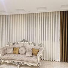 پرده_پذیرایی با دوعدد والان مخمل ترک اماده نصب