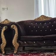 مبل سلطنتی 7 نفره قهوهای طلایی