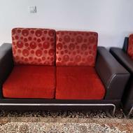 مبل چرم قهوه‌ای 7نفره