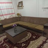 مبل هفت نفره مدل ال بدون پارگی کاملا سالم به خاطر کمبود جا