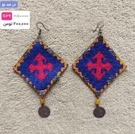 گوشواره سورمه ای طرح دار