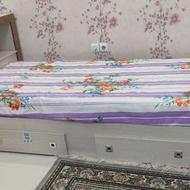 تخت یک‌نفره کشودار با تشک در حد نو | 200×95 | جاهدشهر مشهد