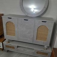 کنسول بااینه بارنگ های طوسی،سفید،قهوه ای،کرم