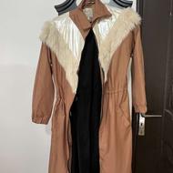 پالتو رنگ نخودی آستر دار