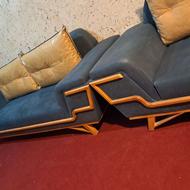 مبل 7نفره راحتی با پنج عدد کوسن دو رو با کاور رنگ سرمه ای