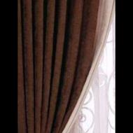 والان پرده جفت در دورنگ کرم قهوه ای مخمل