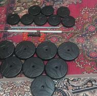 وزنه های دمبل و هالتر با میله ها