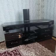 میز تلویزیون شیشه ای چهار کشو