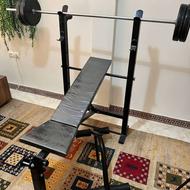 میز پرس به همراه هالتر و وزنه