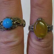 دوتا انگشتر برنج عقیق زرد و فیروزه سالم