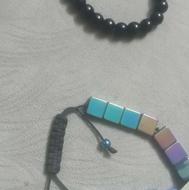 دو عدد دست بند حدید و اوبسیدین