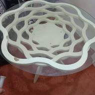 میز نهار خوری چوبی وشیشه ای