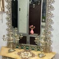 اینه و شمعدان برنز آبکاری نقره