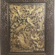 تابلو نفیس قلم خورده کاره دست طرح طاووس