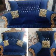 مبل نیمه سلطنتی هفت نفره سالم و تمیز با میز و کوسن