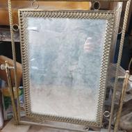 آیینه برنز قواره دار آنتیک: قاب شیک دوبل متحرک قفل شو دوطرفه