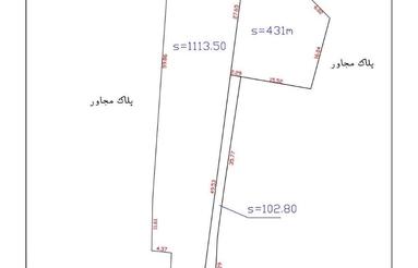 1113 متر زمین بر جاده مناسب برای تجاری