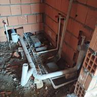 لوله کشی اب سرد و گرم و ابگرمکن و پمپ و منبع