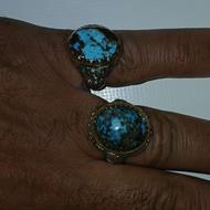 دو انگشتر فیروزه اصل آنتیک قدیم نیشابوری زنده و پر انرژی