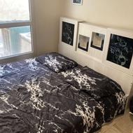 تخت خواب دو نفره سفید به همراه دراور و تشک